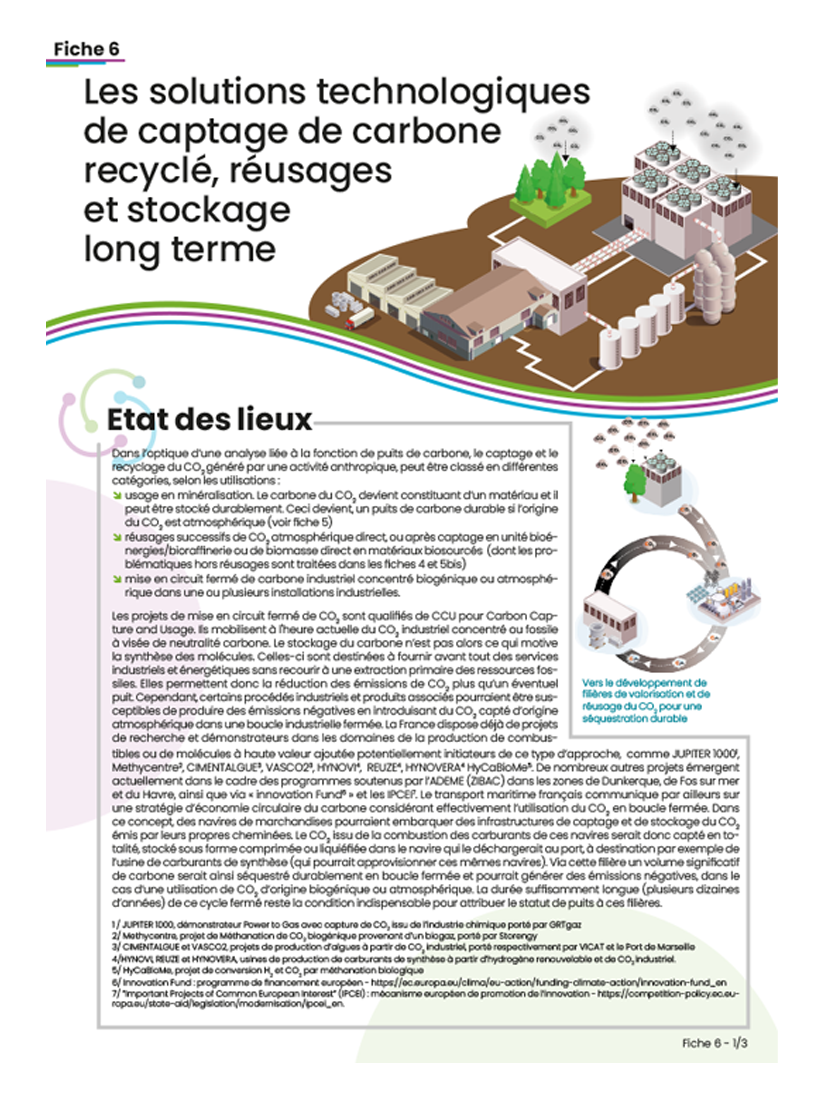 Captage de carbone recyclé réusages et stockage